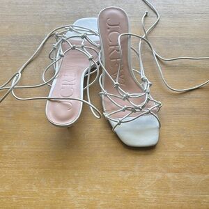 J. Crew White Gladiator Sandals with Lace-Up Design